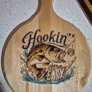 Wooden Paddle with Fish Design